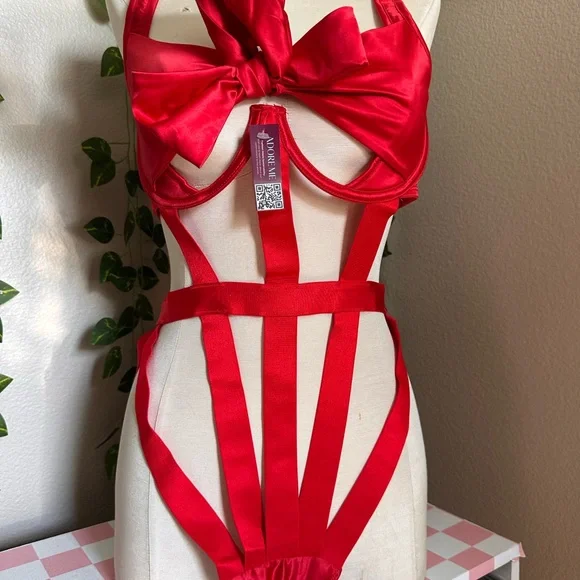 NWT Adorme sexy red women’s lingerie size large - Picture 3 of 6